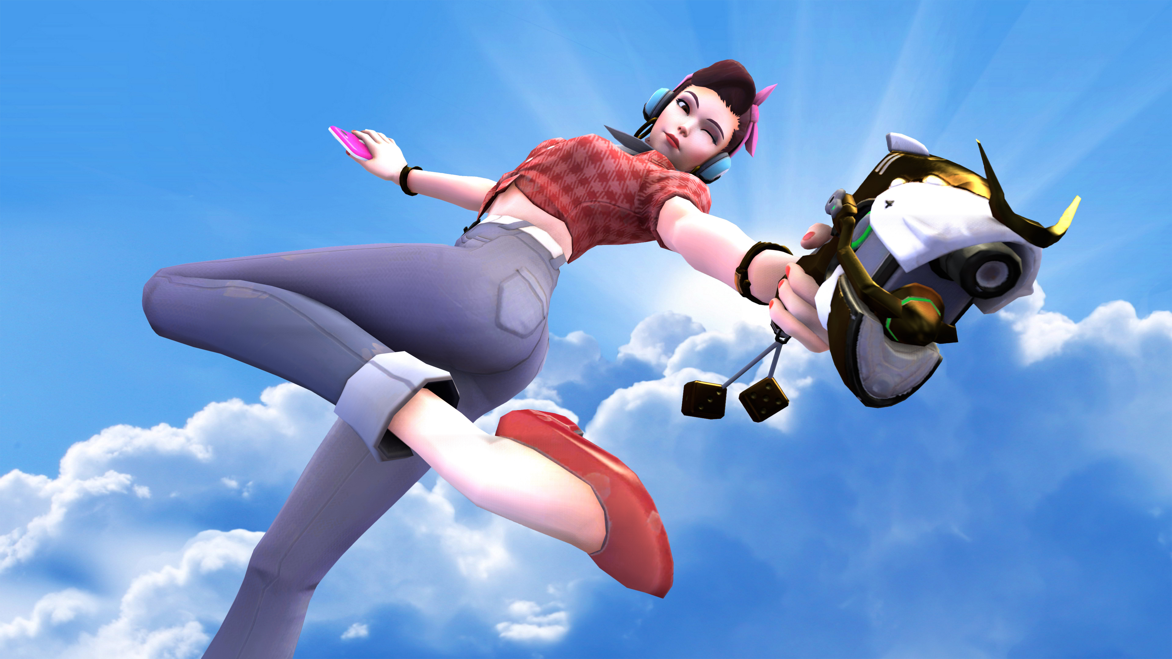 Fille en Chemise à Carreaux Rouge et Blanc et Personnage D'anime en Jean Bleu. Wallpaper in 3840x2160 Resolution