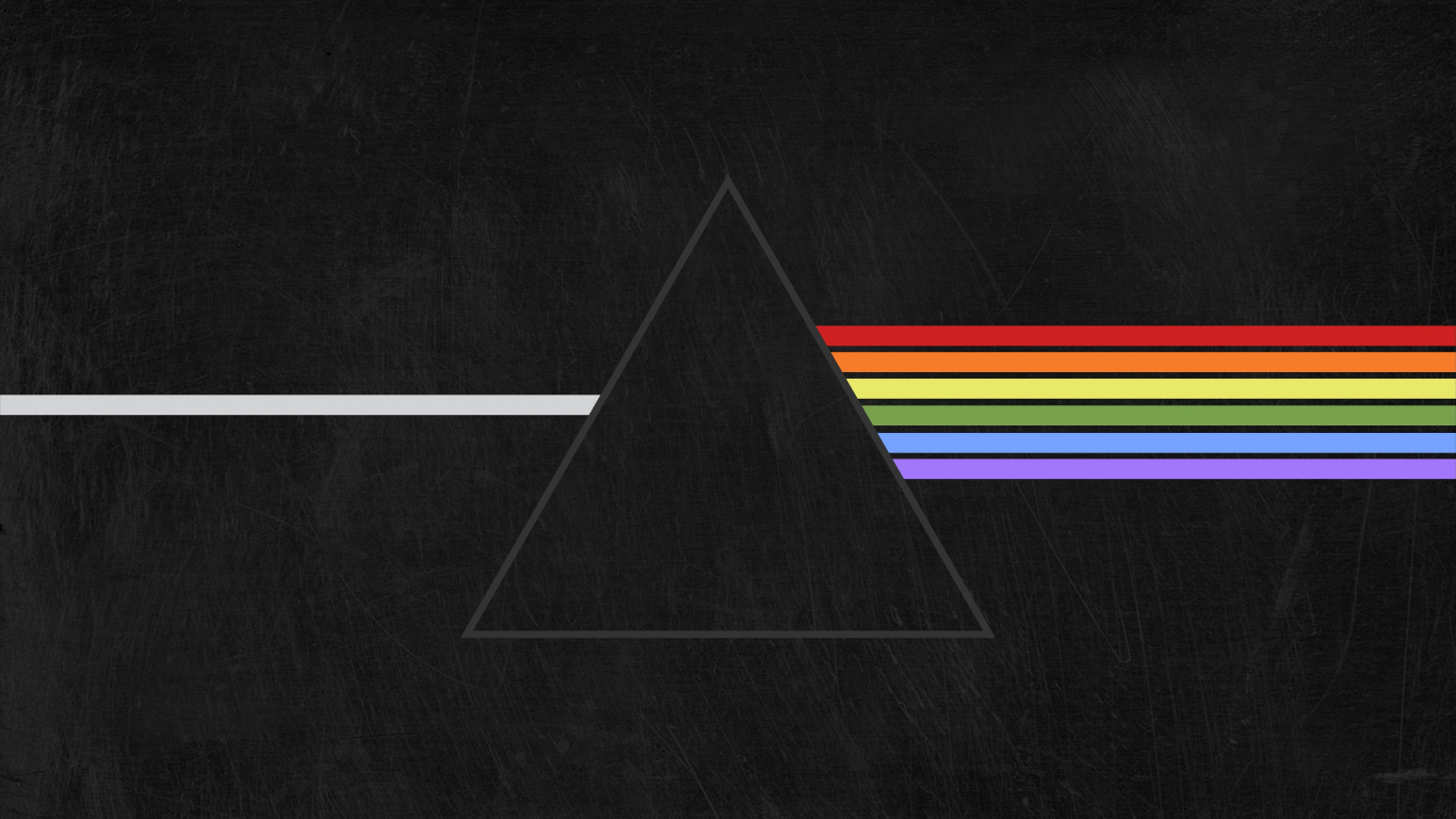 The Dark Side of The Moon, Pink Floyd, Prism, Black, Line. Wallpaper in 1366x768 Resolution