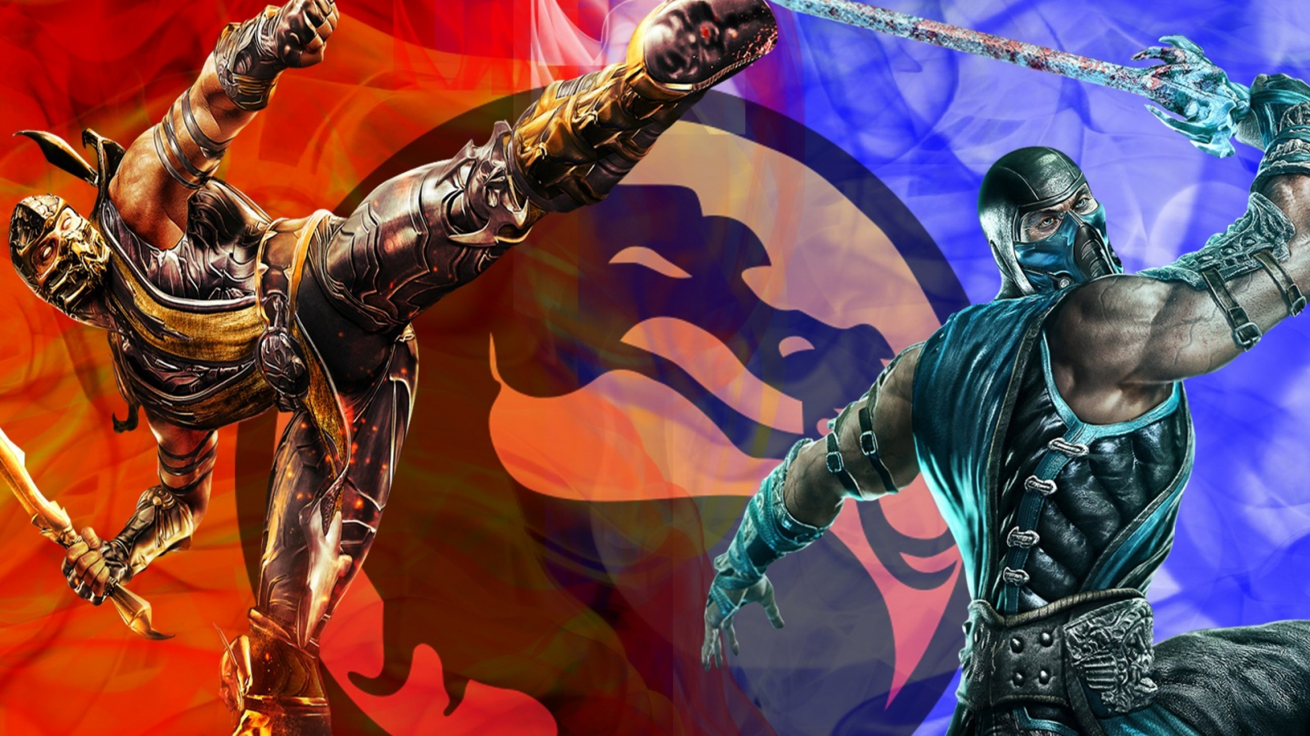 Mortal Kombat, Mortal Kombat x, Escorpión, Baraka, Kitana. Wallpaper in 2560x1440 Resolution
