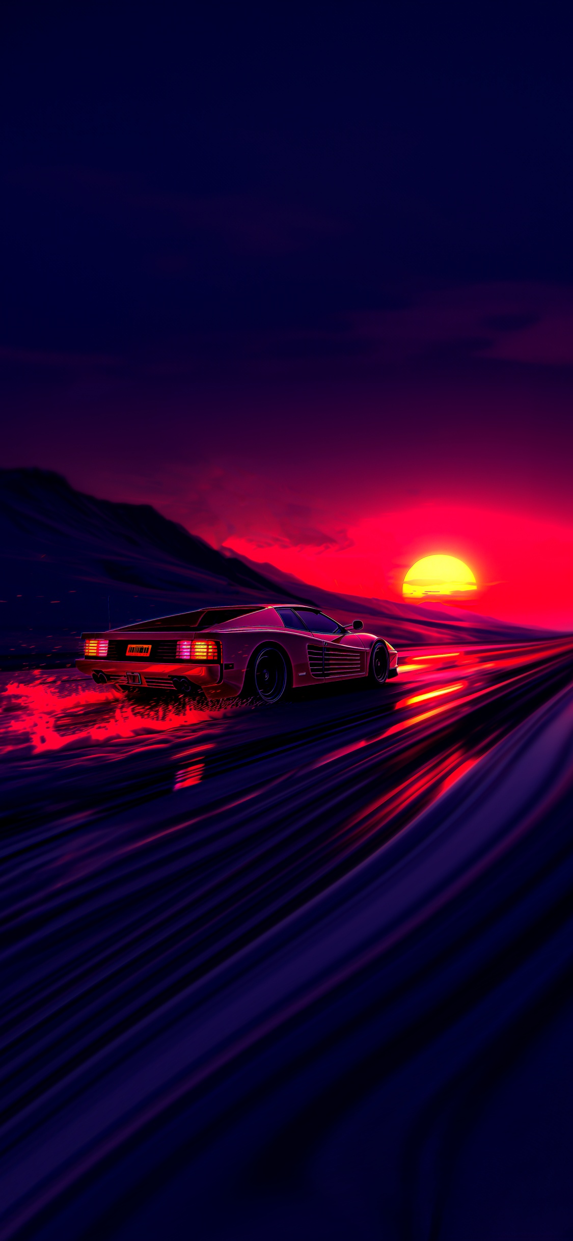 Ferrari Testarossa, Automotive Lighting, Cloud, Asphalt, Cars. Wallpaper in 1125x2436 Resolution