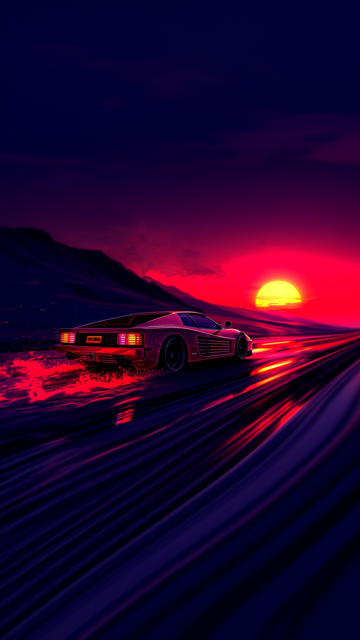Ferrari Testarossa, Automotive Lighting, Cloud, Asphalt, Cars. Wallpaper in 1440x2560 Resolution
