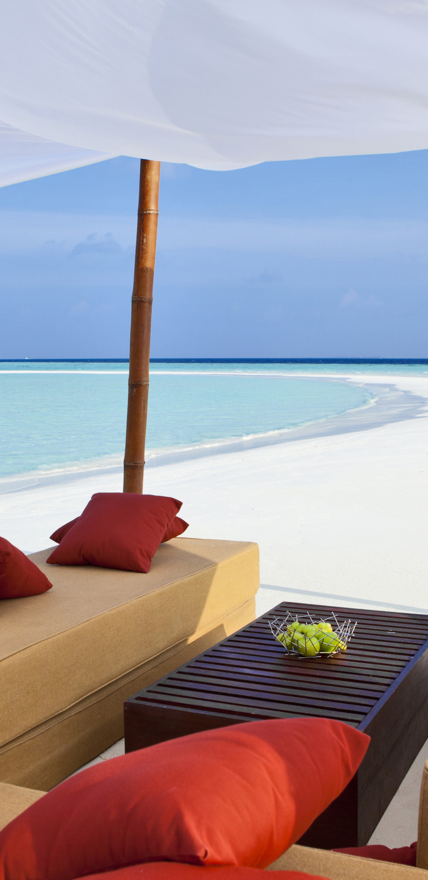 Cojín Rojo en el Sofá Marrón. Wallpaper in 1440x2960 Resolution