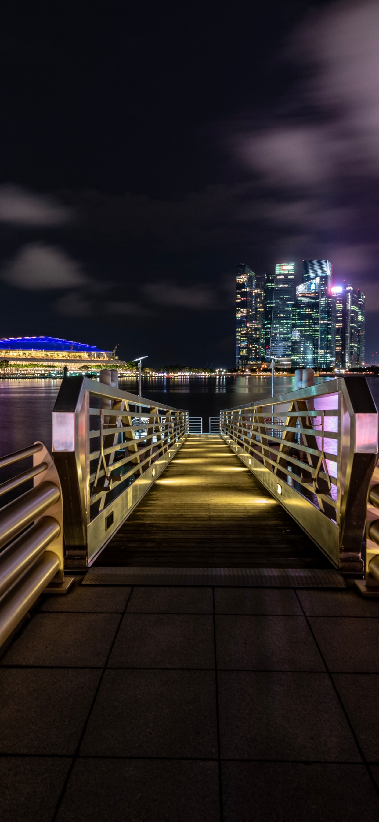 滨海湾新加坡, 城市景观, 大都会, 城市, 紫色的 壁纸 1242x2688 允许