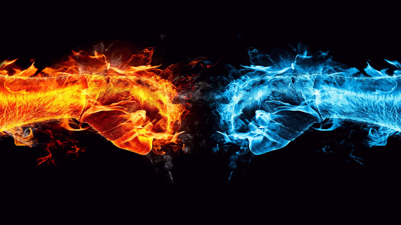 Blue and Orange Flame Illustration. Wallpaper in 1280x720 Resolution