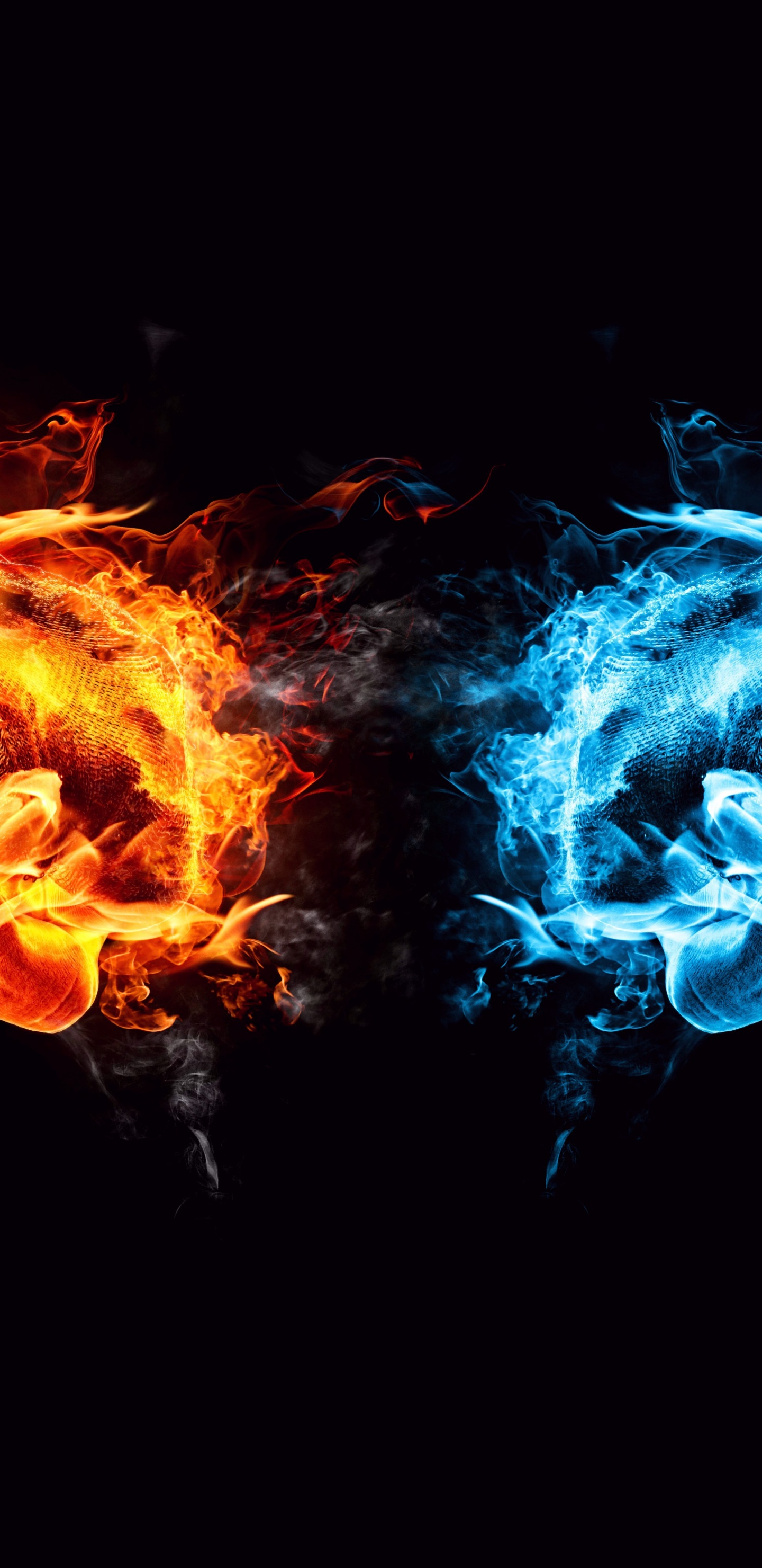 Blue and Orange Flame Illustration. Wallpaper in 1440x2960 Resolution