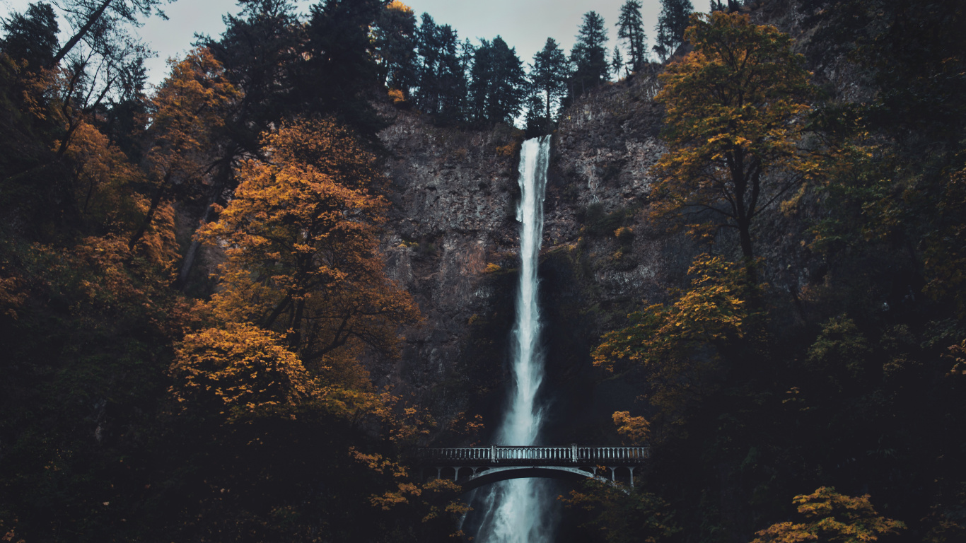 Multnomah Falls, Wasserfall, Wasser, Natur, Naturlandschaft. Wallpaper in 1366x768 Resolution