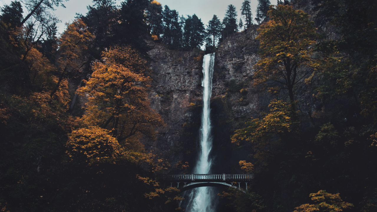 Multnomah Falls, Waterfall, Water, Nature, Natural Landscape. Wallpaper in 1280x720 Resolution