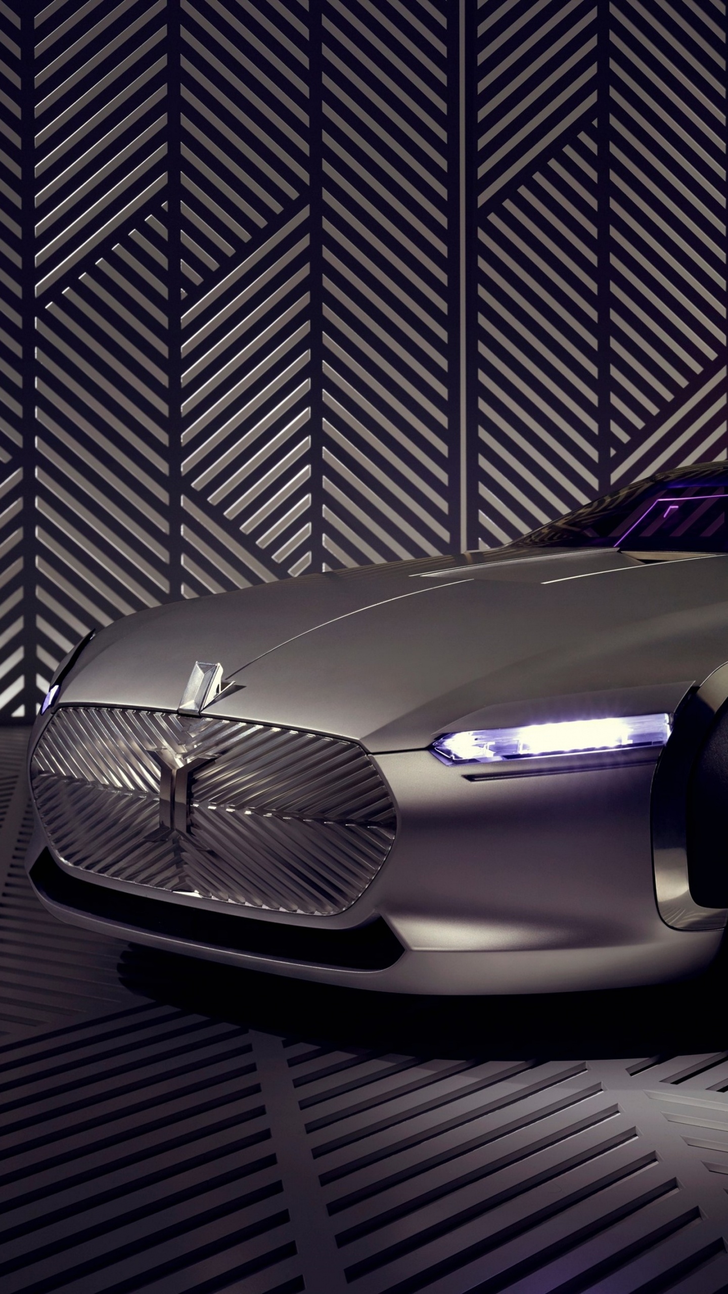 Graustufenfoto Von Coupe Vor Der Wand. Wallpaper in 1440x2560 Resolution