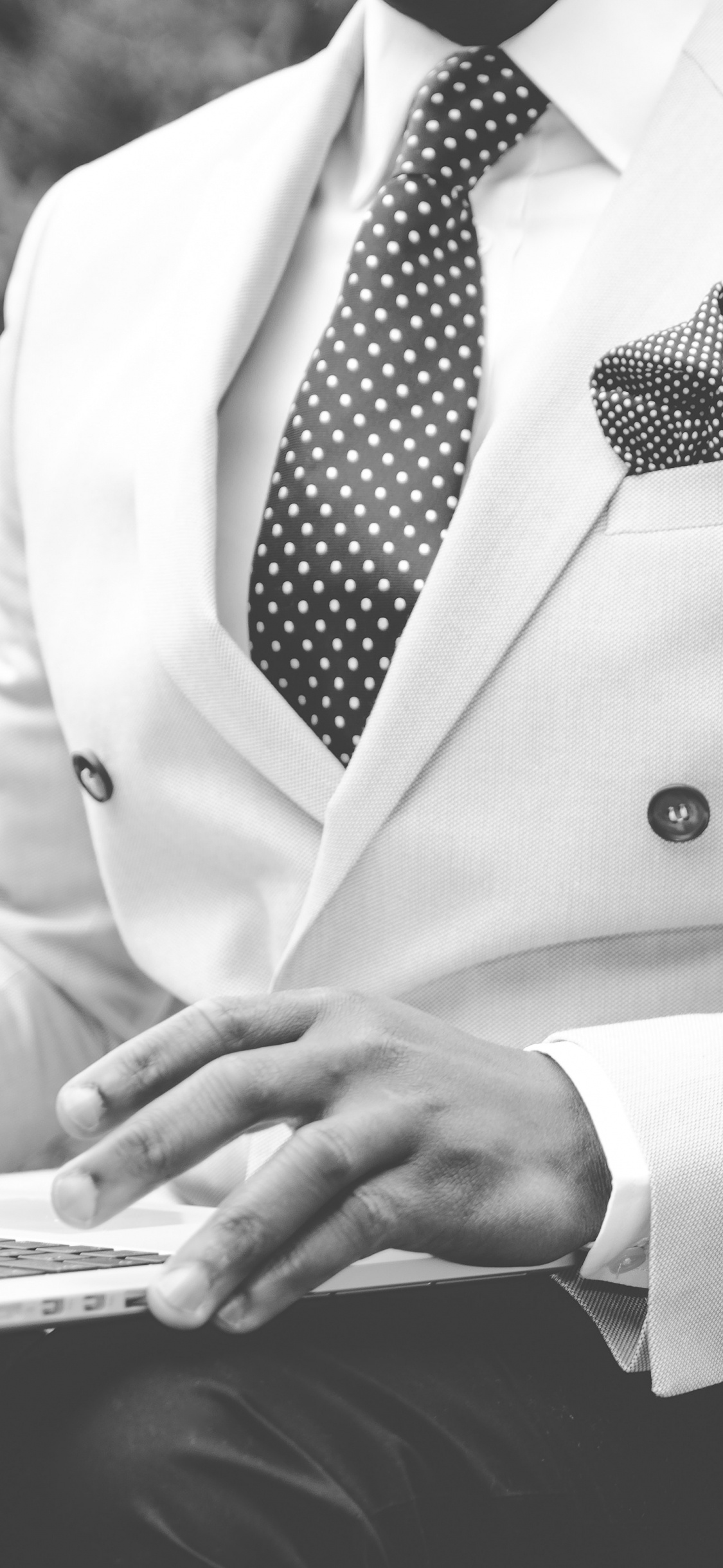 Suit, White, Business, Black and White, Arm. Wallpaper in 1125x2436 Resolution