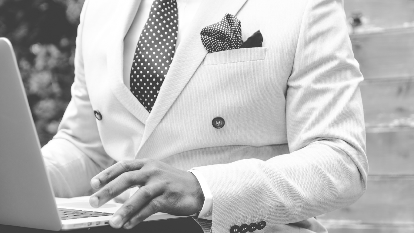 Suit, White, Business, Black and White, Arm. Wallpaper in 1366x768 Resolution