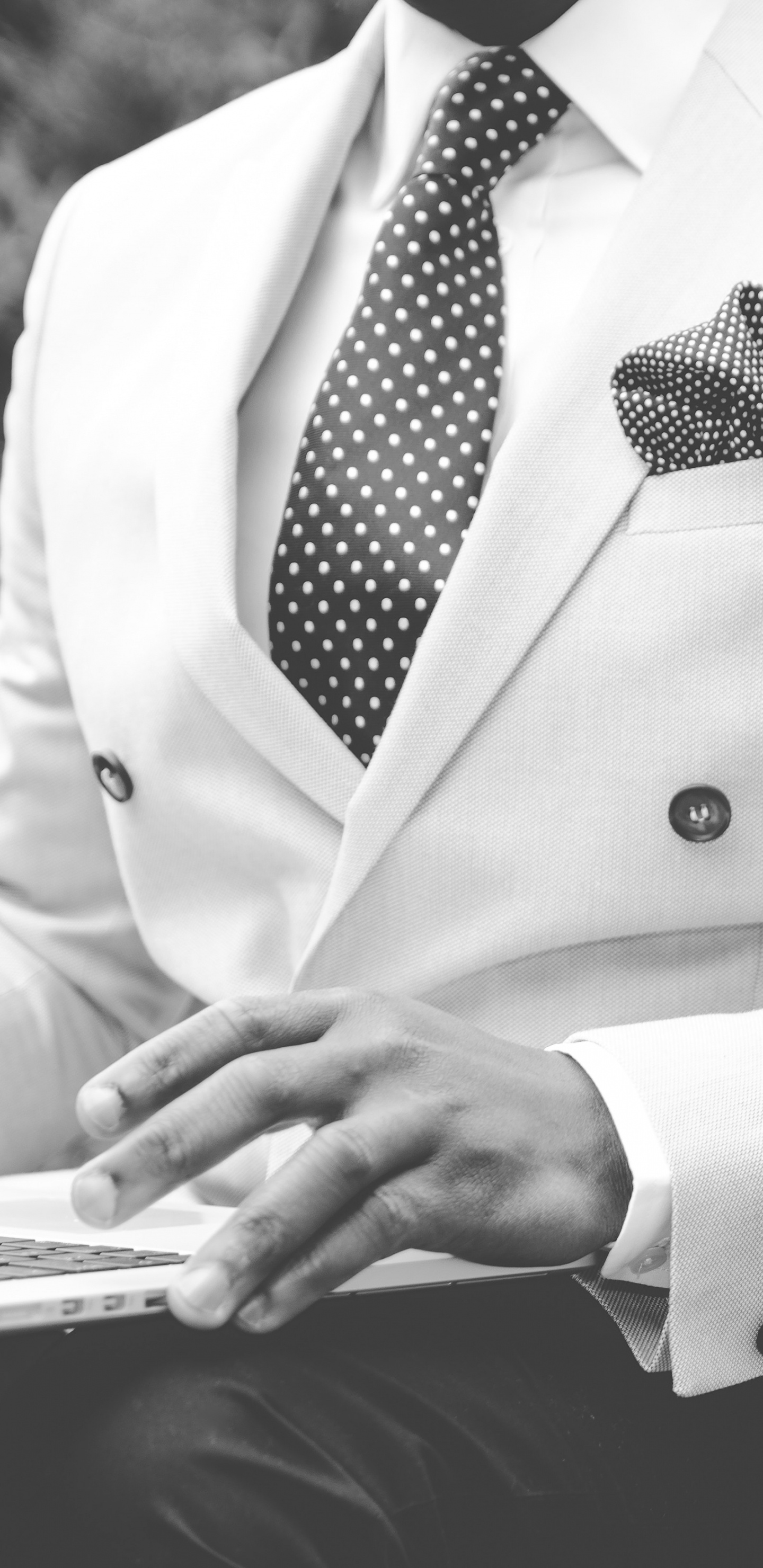 Suit, White, Business, Black and White, Arm. Wallpaper in 1440x2960 Resolution