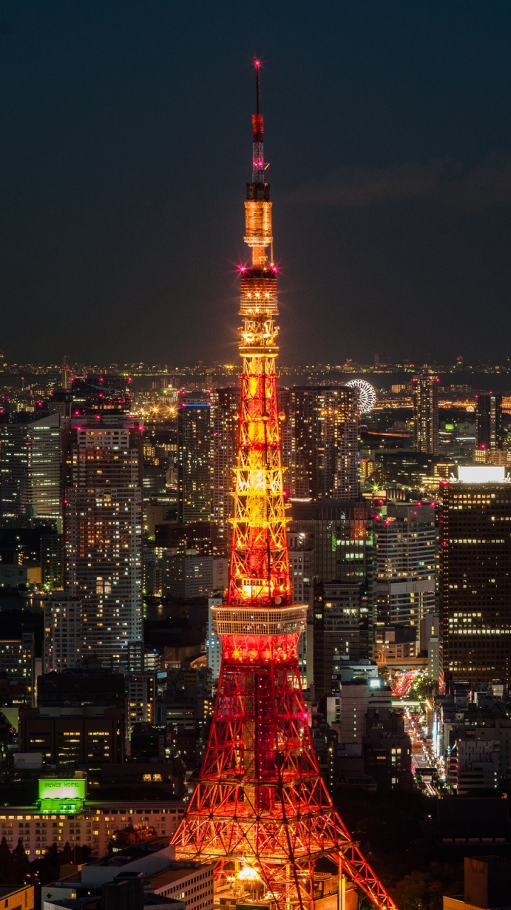 Red and Black Tower During Night Time. Wallpaper in 720x1280 Resolution