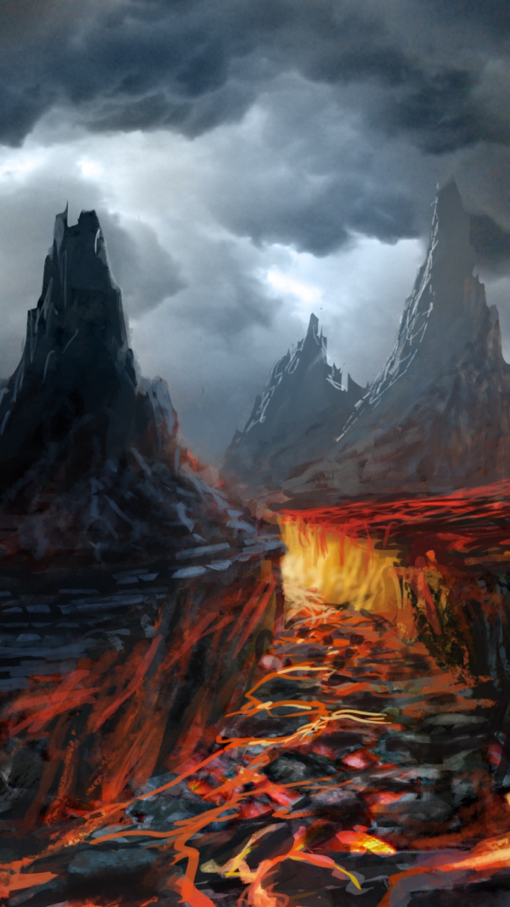 Brown and Black Mountains Under Gray Clouds. Wallpaper in 720x1280 Resolution