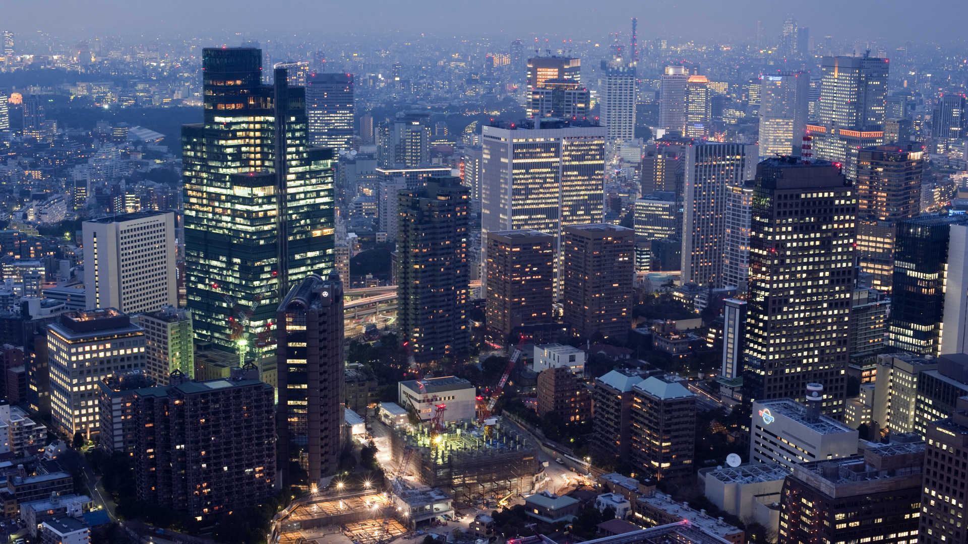 Skyline Der Stadt Bei Nacht Night. Wallpaper in 1920x1080 Resolution