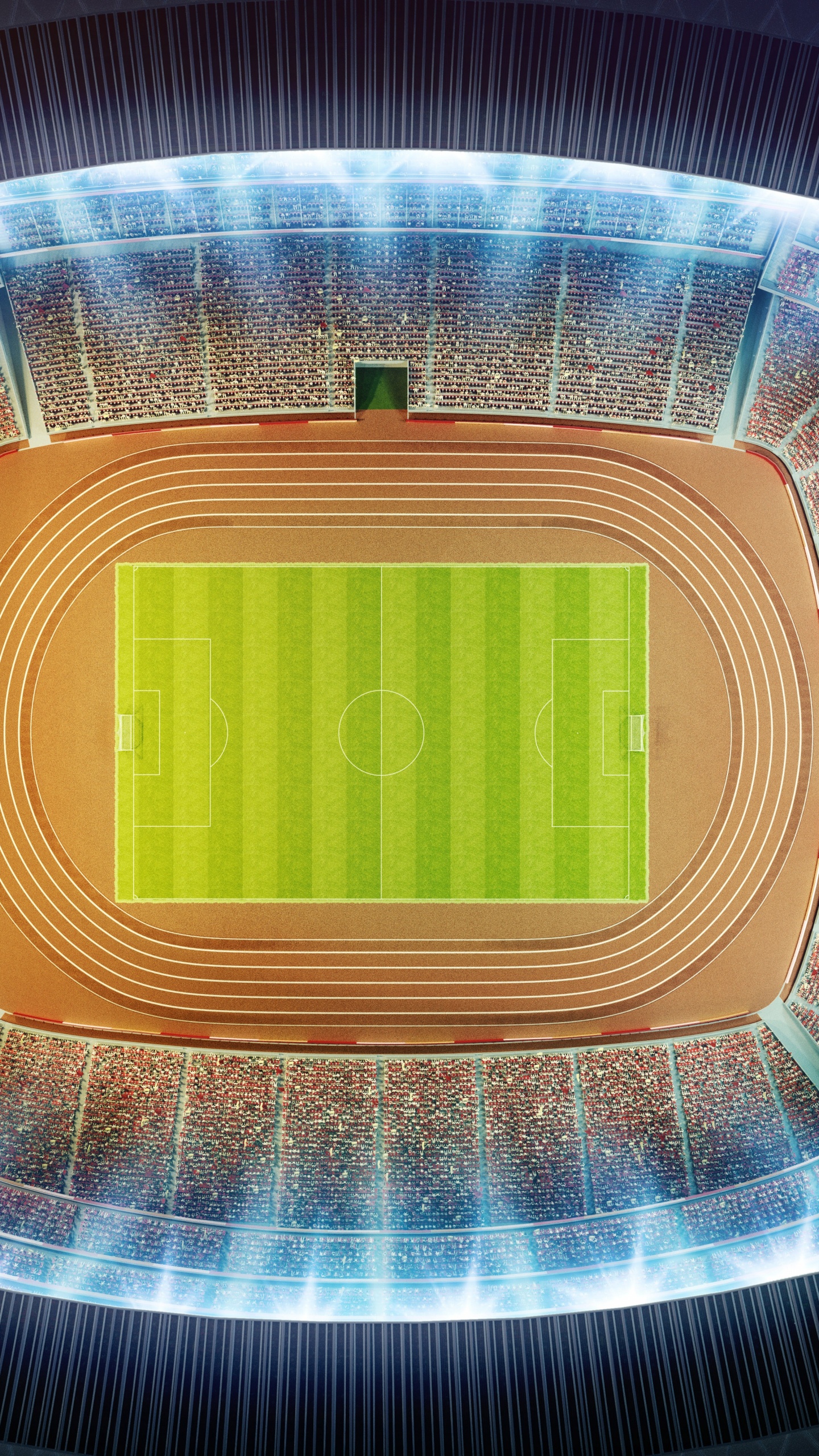 Blaues Und Weißes Rundes Trampolin. Wallpaper in 1440x2560 Resolution