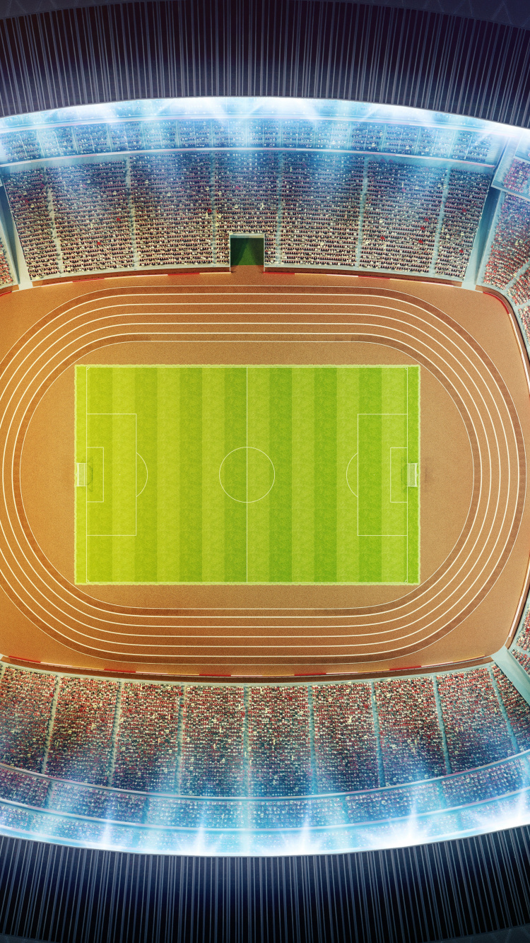 Blaues Und Weißes Rundes Trampolin. Wallpaper in 750x1334 Resolution