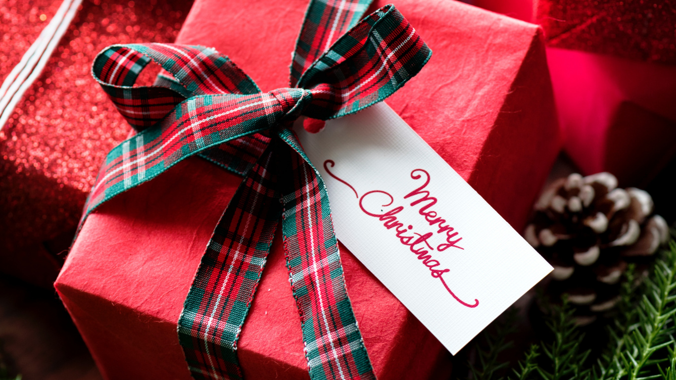 礼物, 圣诞节礼物, 礼品包装, 圣诞节那天, 丝带 壁纸 1366x768 允许