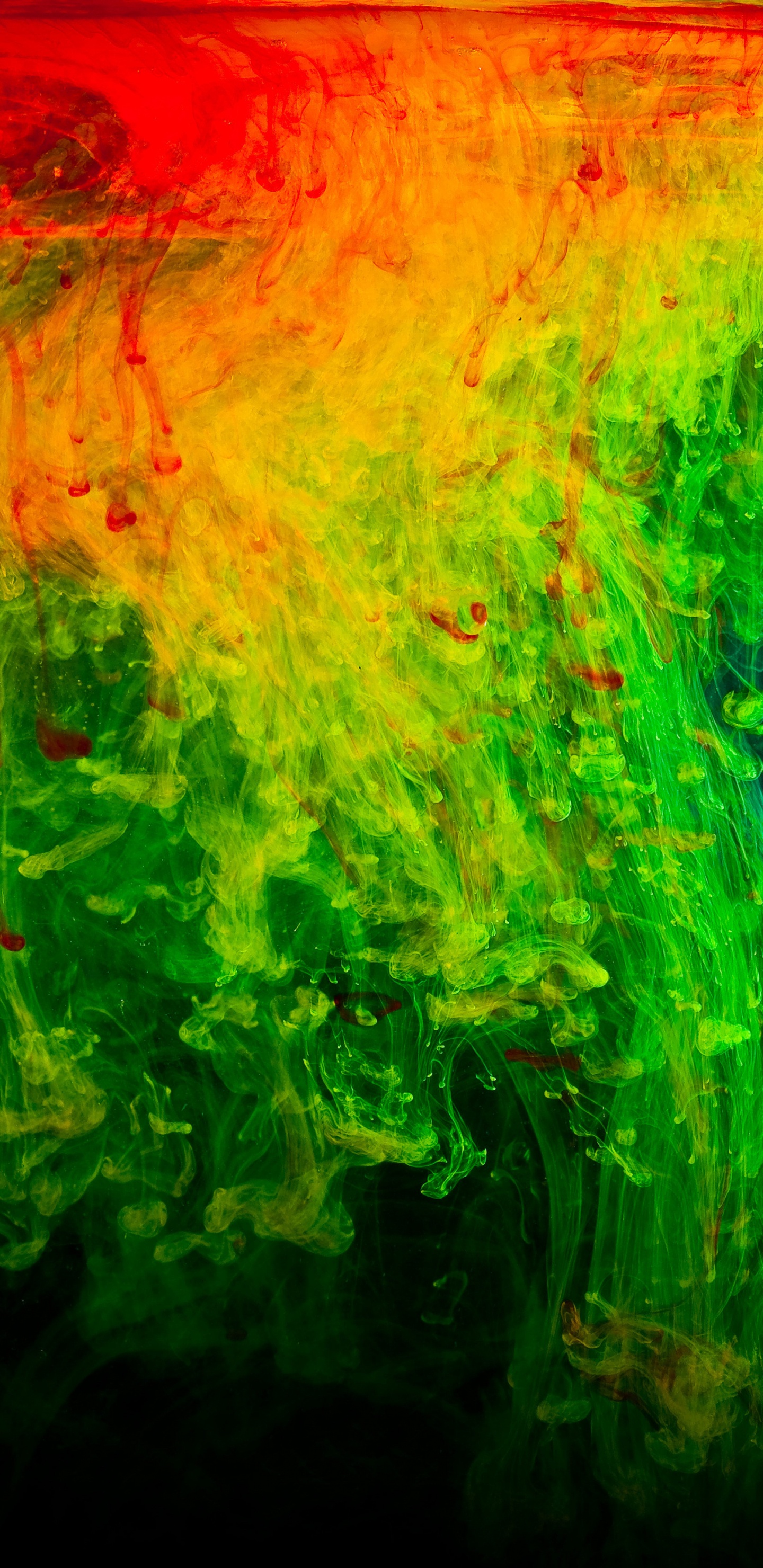 Pintura Abstracta Verde Naranja y Azul. Wallpaper in 1440x2960 Resolution