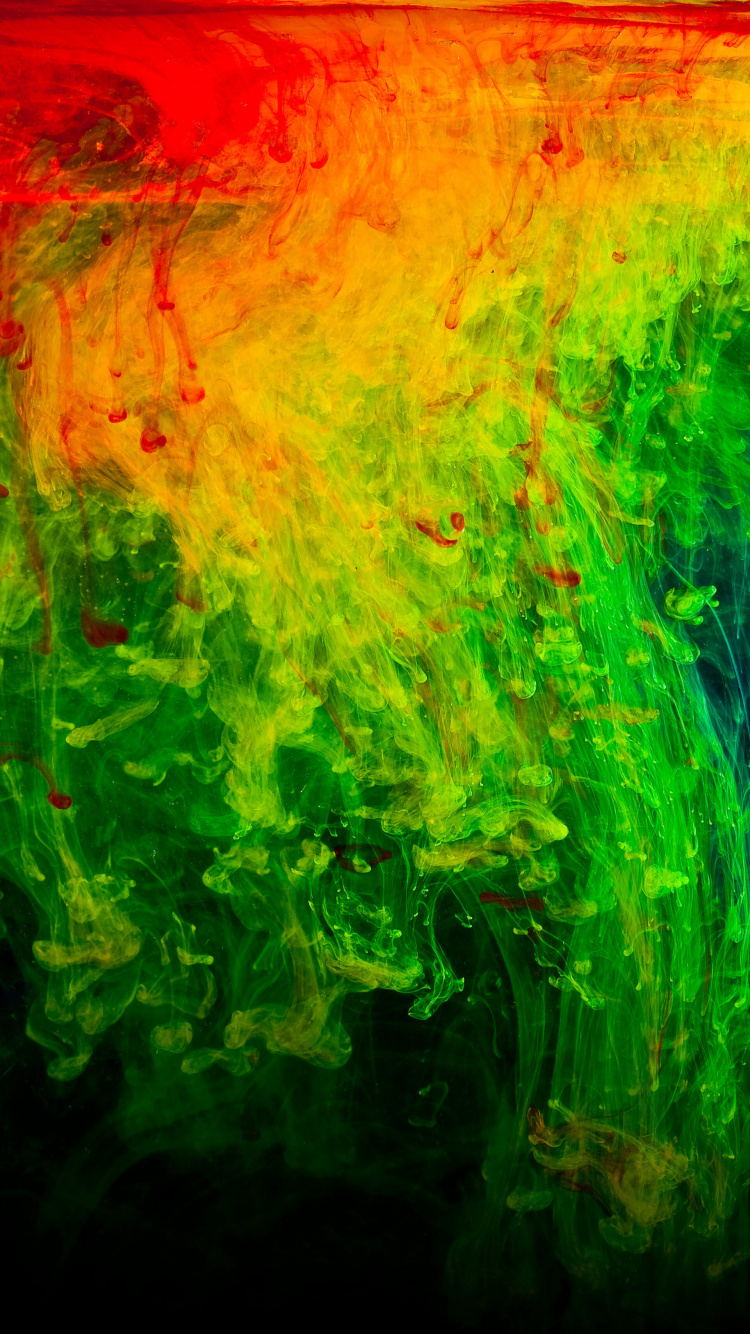 Pintura Abstracta Verde Naranja y Azul. Wallpaper in 750x1334 Resolution