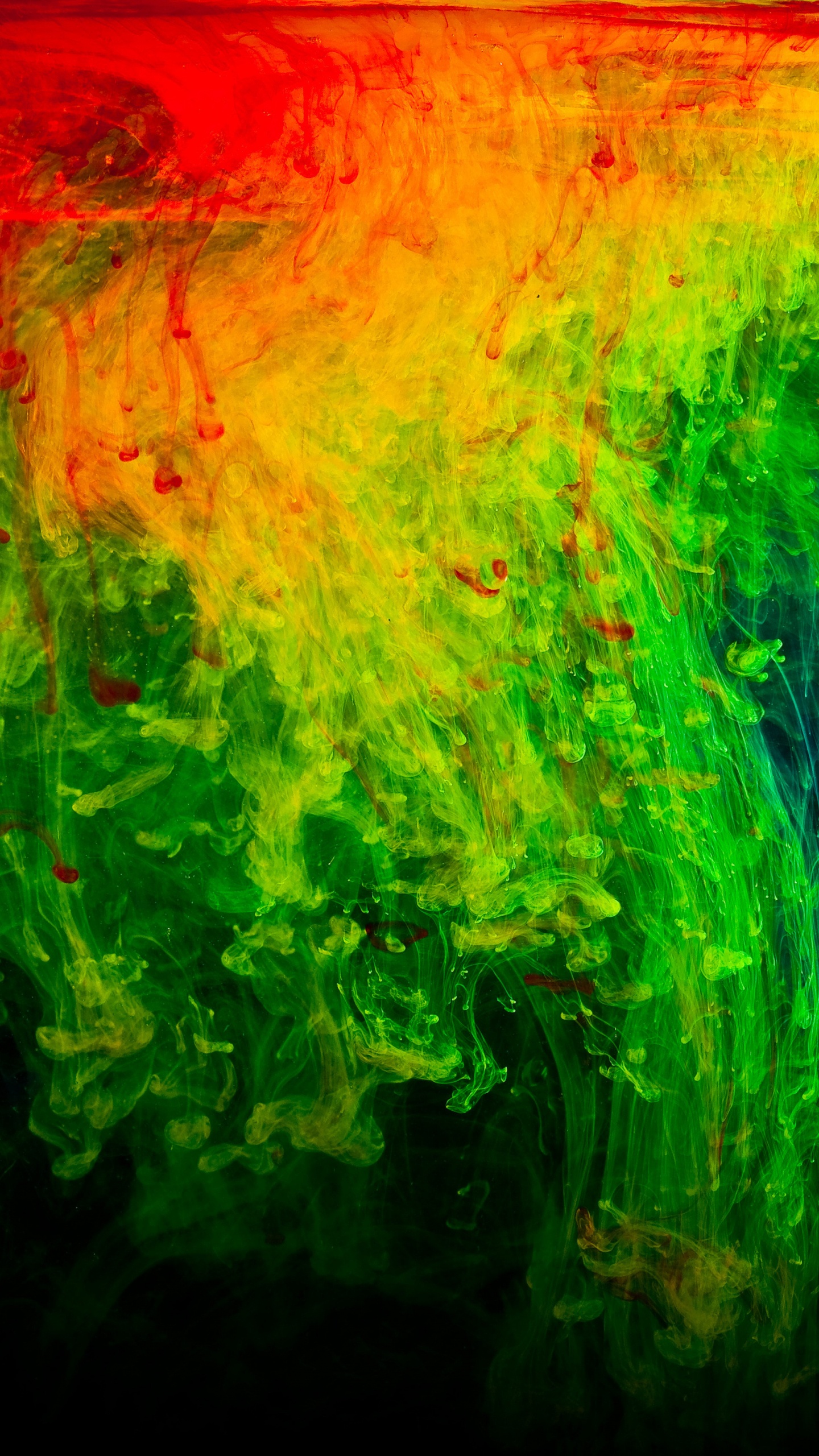 Peinture Abstraite Verte Orange et Bleue. Wallpaper in 1440x2560 Resolution