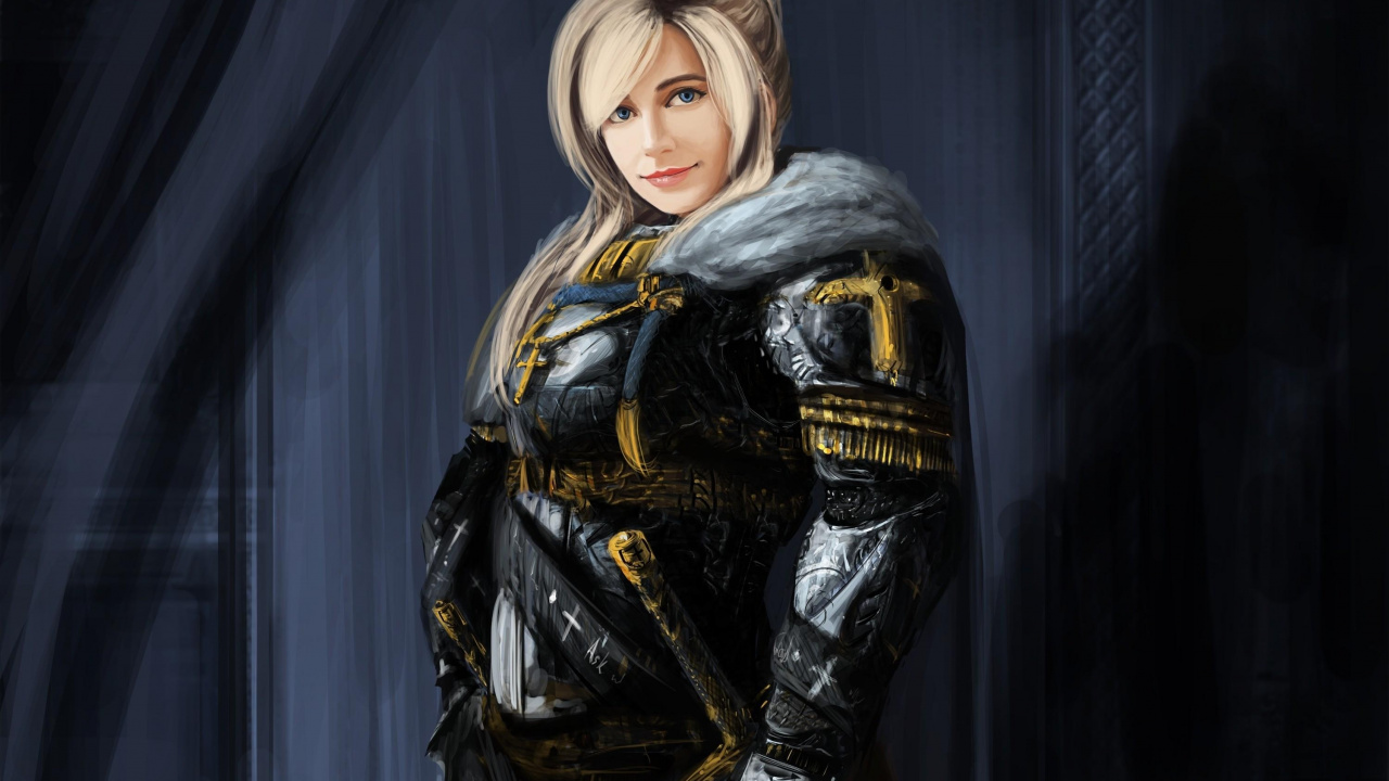 Frau in Schwarz-goldener Lederjacke. Wallpaper in 1280x720 Resolution