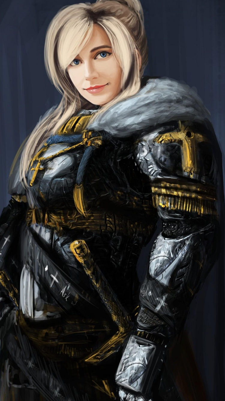 Femme en Blouson de Cuir Noir et Or. Wallpaper in 750x1334 Resolution