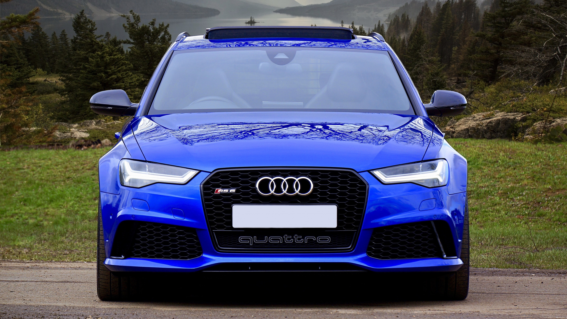 Blue Audi a 4 on Road During Daytime. Wallpaper in 1920x1080 Resolution