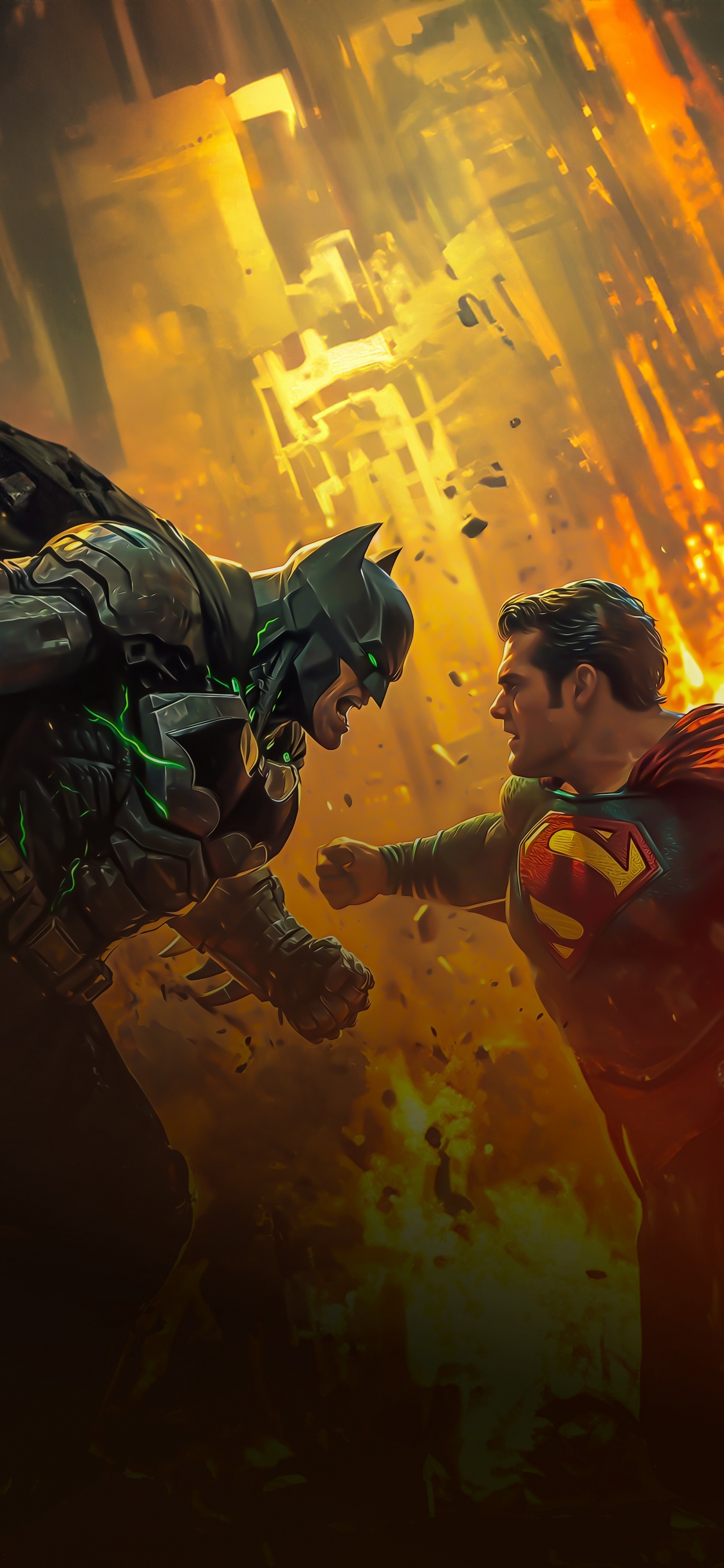 Batman v Superman Dawn of Justice, Superman, Batman, Arte, Diversión. Wallpaper in 1125x2436 Resolution