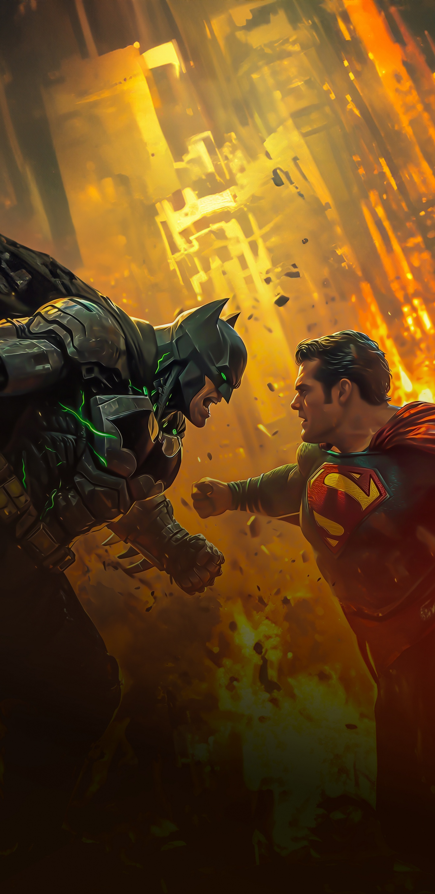 Man, Batman v Superman Dawn of Justice, Superman, Batman, Art. Wallpaper in 1440x2960 Resolution