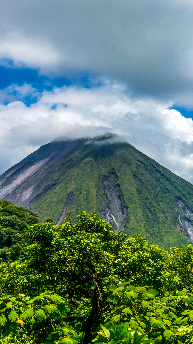Green Trees on Mountain Under Blue Sky and White Clouds During Daytime. Wallpaper in 750x1334 Resolution