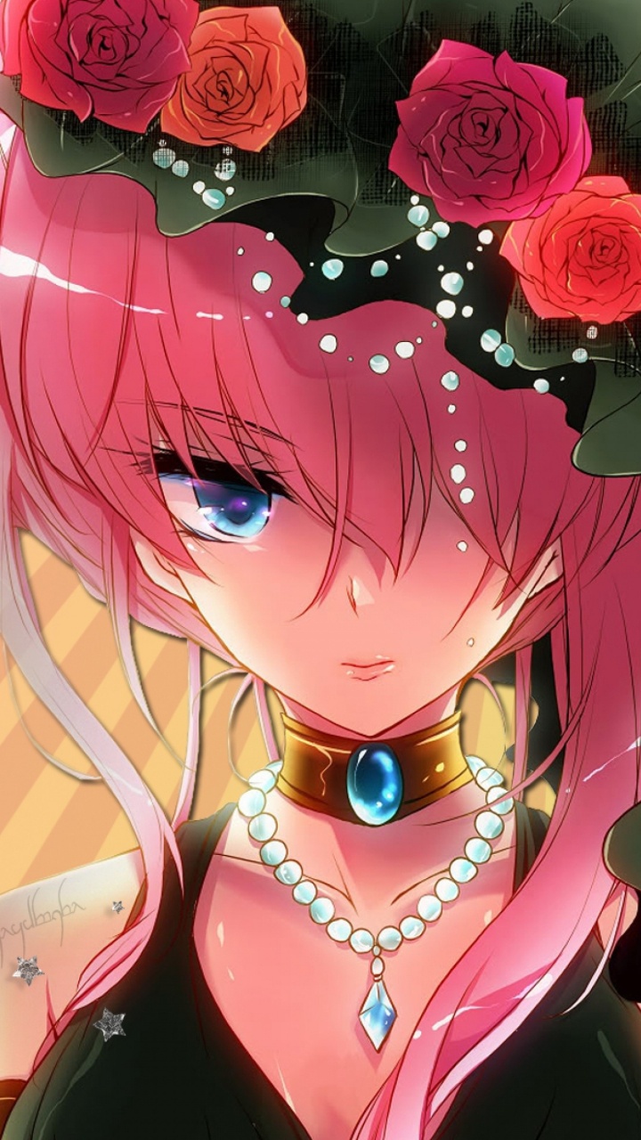 Rosahaariger Weiblicher Anime-Charakter. Wallpaper in 720x1280 Resolution