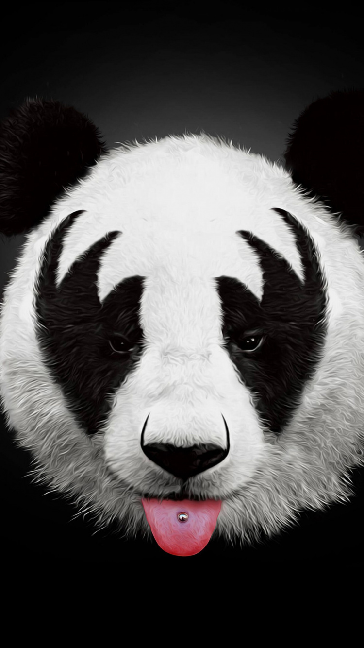 White and Black Panda Illustration. Wallpaper in 750x1334 Resolution
