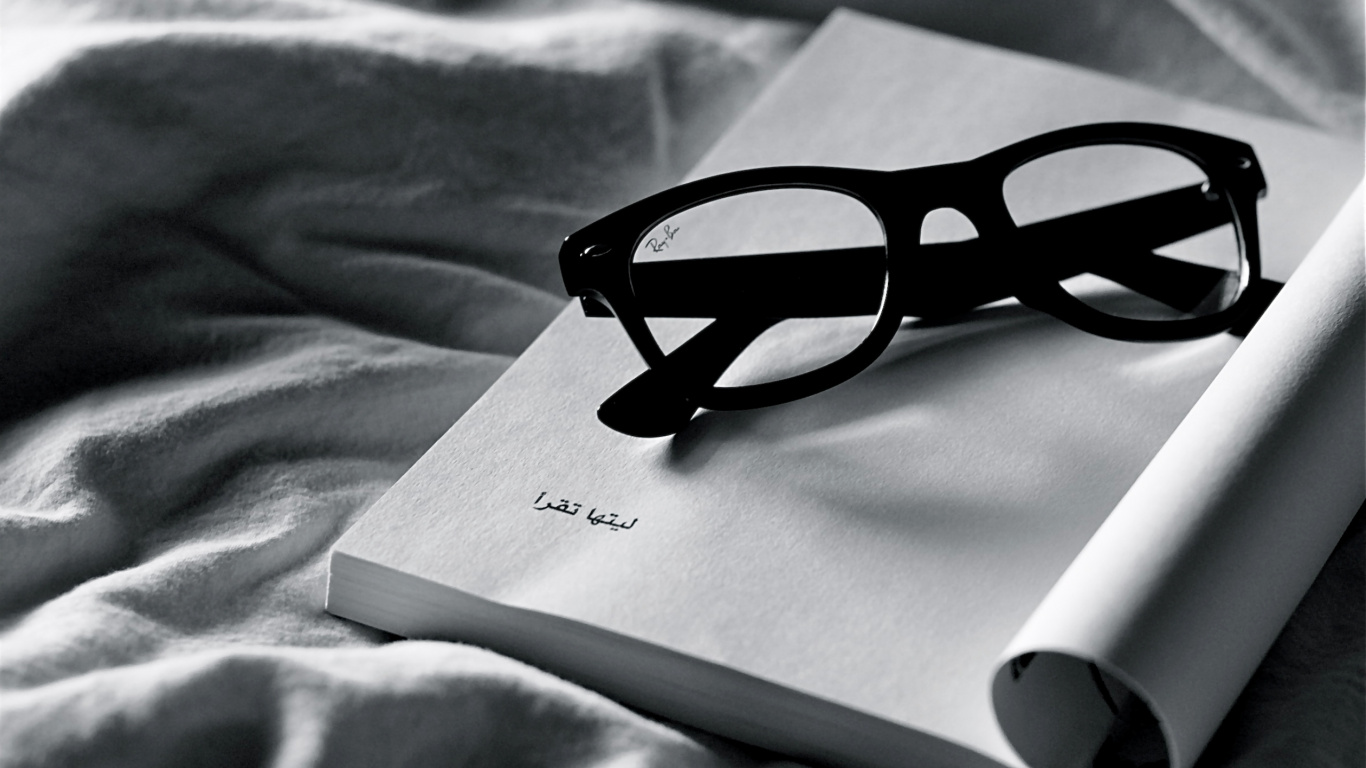 Black Framed Eyeglasses on White Paper. Wallpaper in 1366x768 Resolution