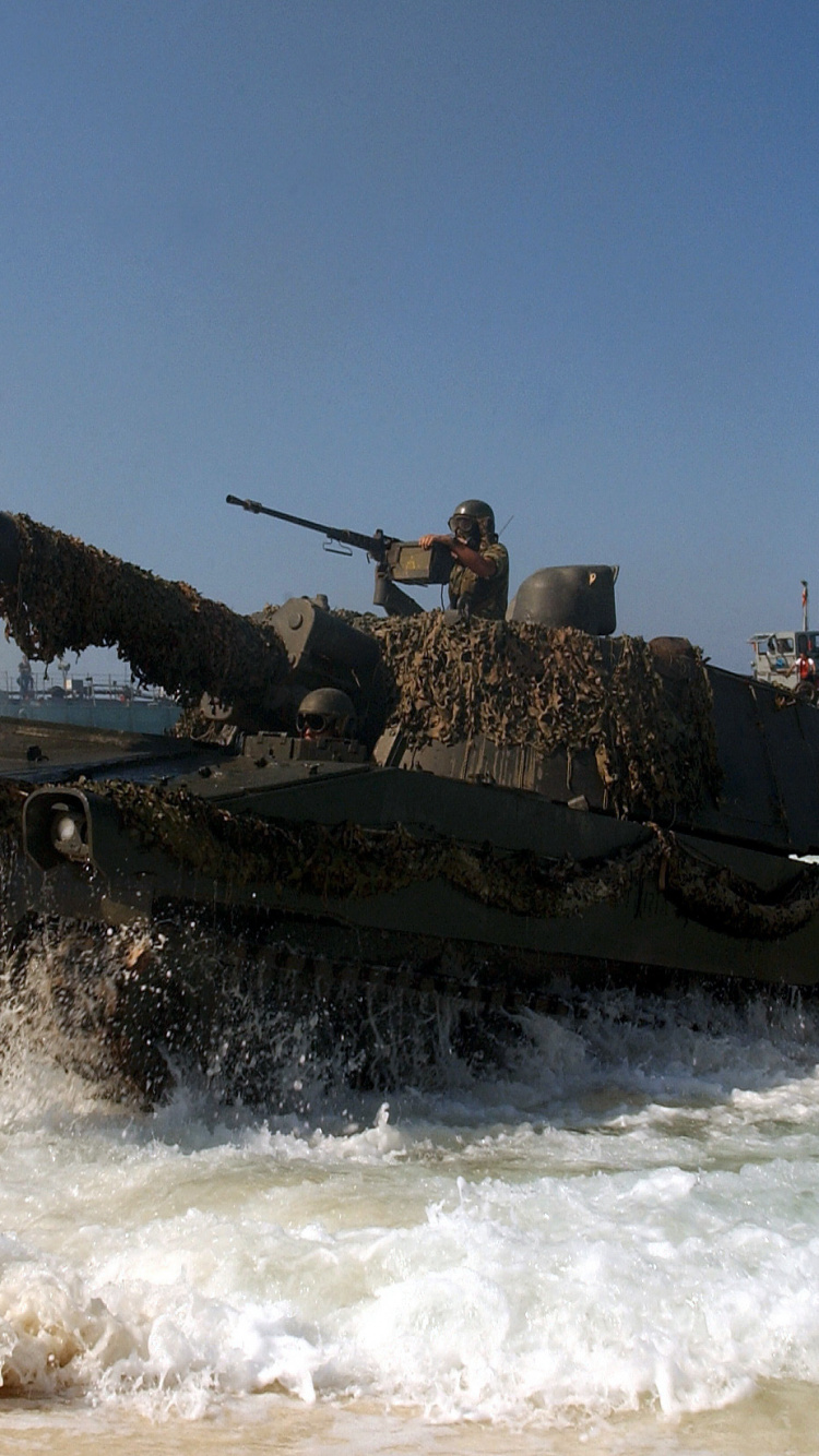 Mer, Militaire, Sand, Armes, Automoteur. Wallpaper in 750x1334 Resolution