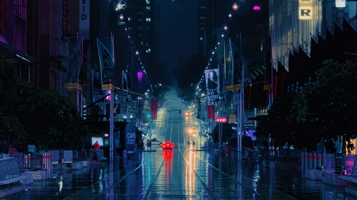 City, Cityscape, Poster, Urban Area, Road. Wallpaper in 1366x768 Resolution