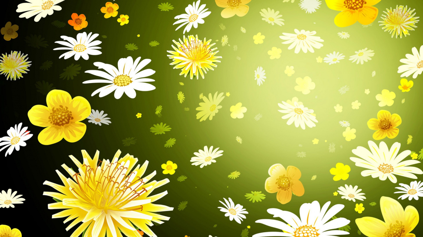 Textil Floral Verde y Blanco. Wallpaper in 1366x768 Resolution