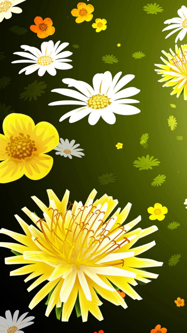 Grün-weißes Florales Textil. Wallpaper in 750x1334 Resolution