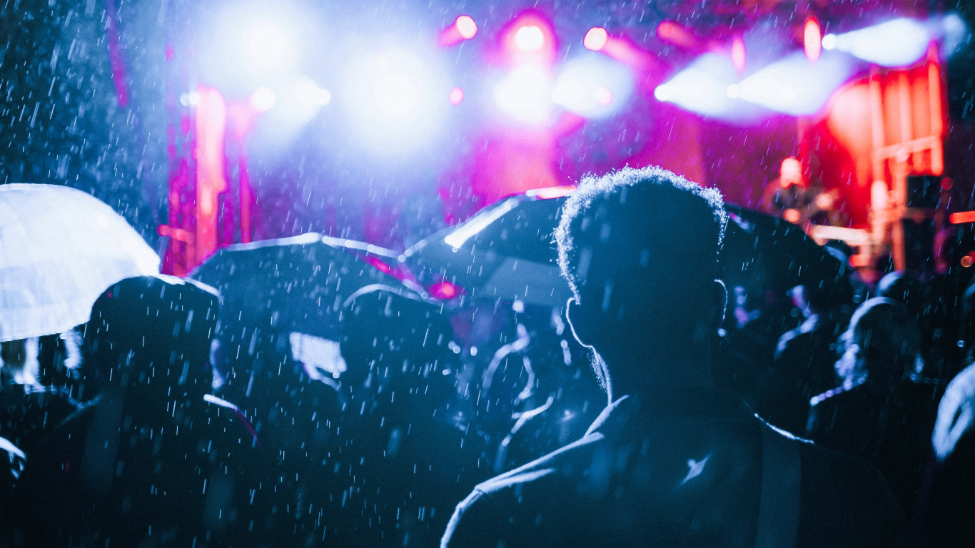 Multitud, Concierto, Rendimiento, Etapa, Morado. Wallpaper in 1366x768 Resolution