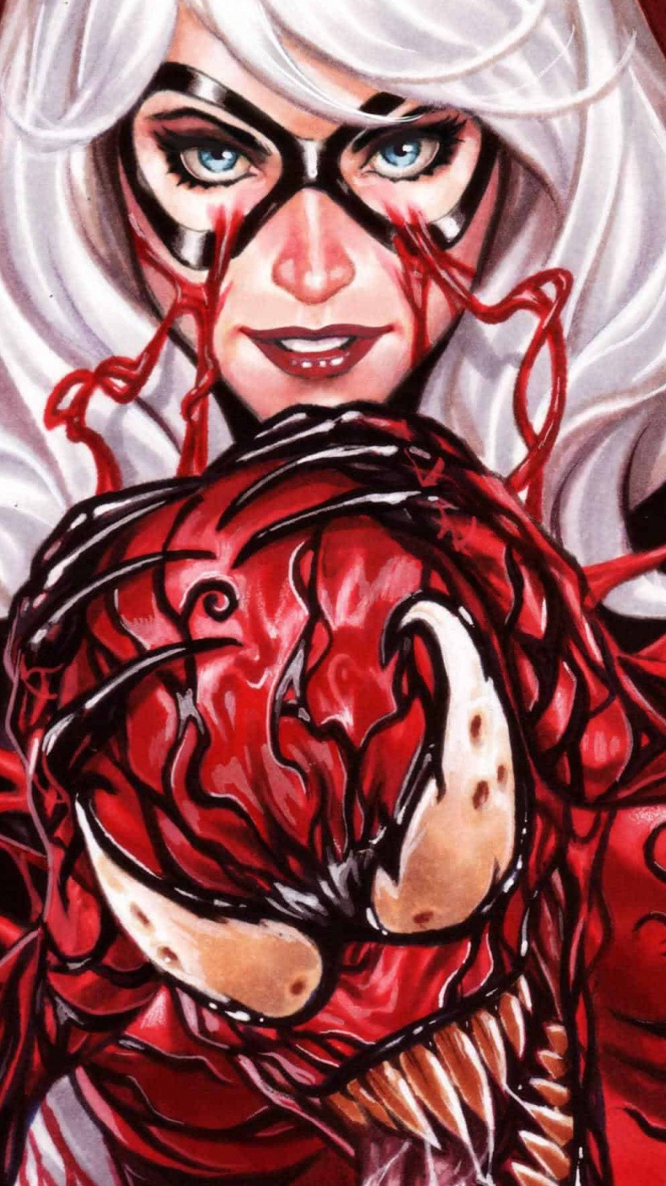 Woman in Red and White Dress Anime Character. Wallpaper in 750x1334 Resolution