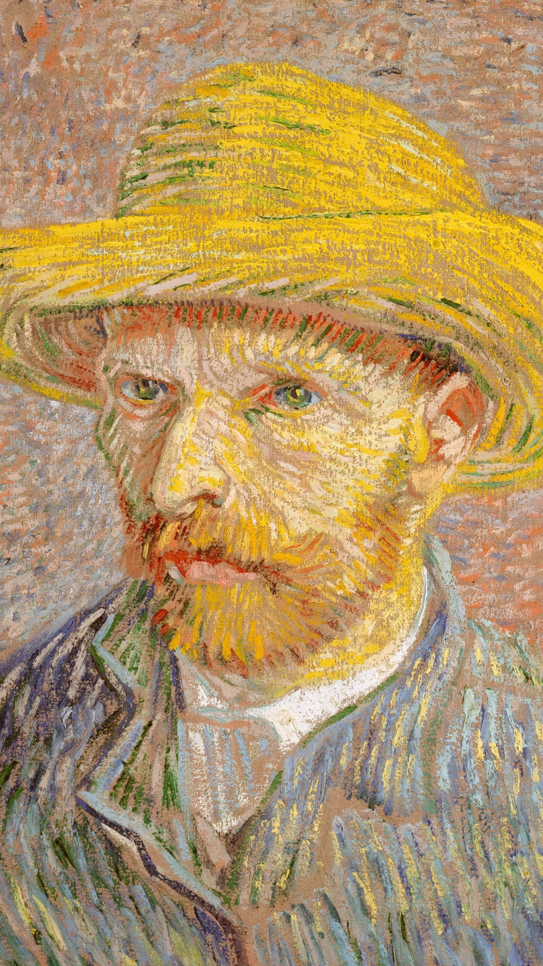 Homme au Chapeau Jaune Peinture. Wallpaper in 1080x1920 Resolution