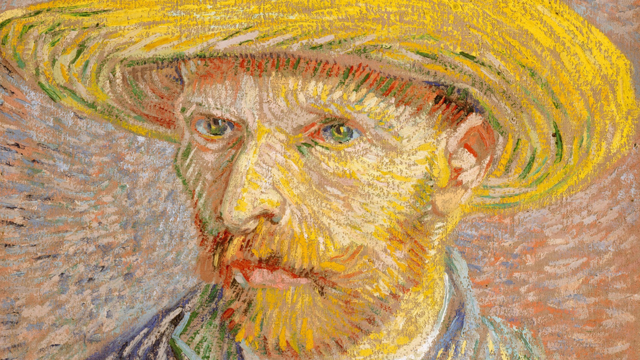 Homme au Chapeau Jaune Peinture. Wallpaper in 1280x720 Resolution