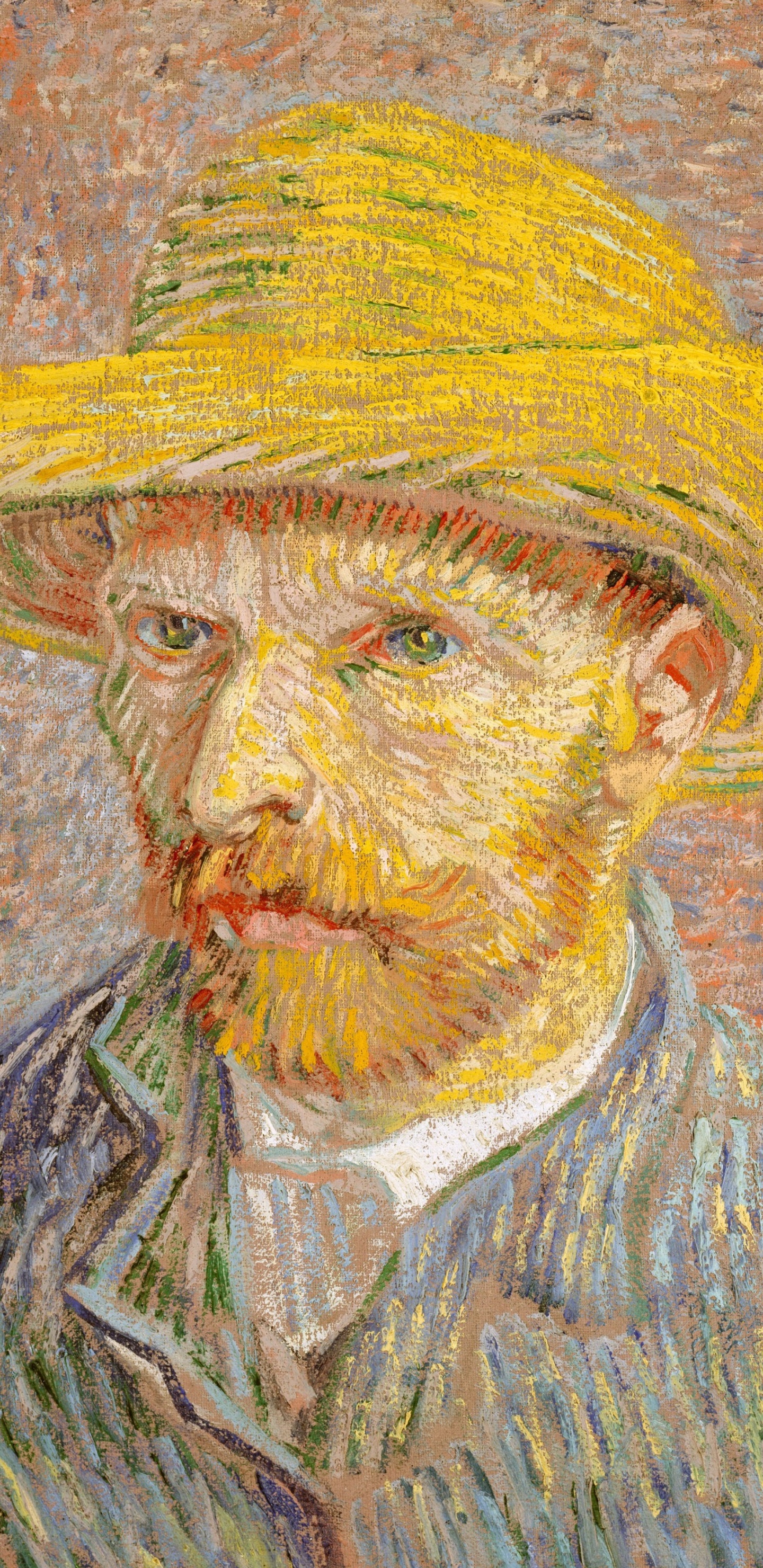 Homme au Chapeau Jaune Peinture. Wallpaper in 1440x2960 Resolution