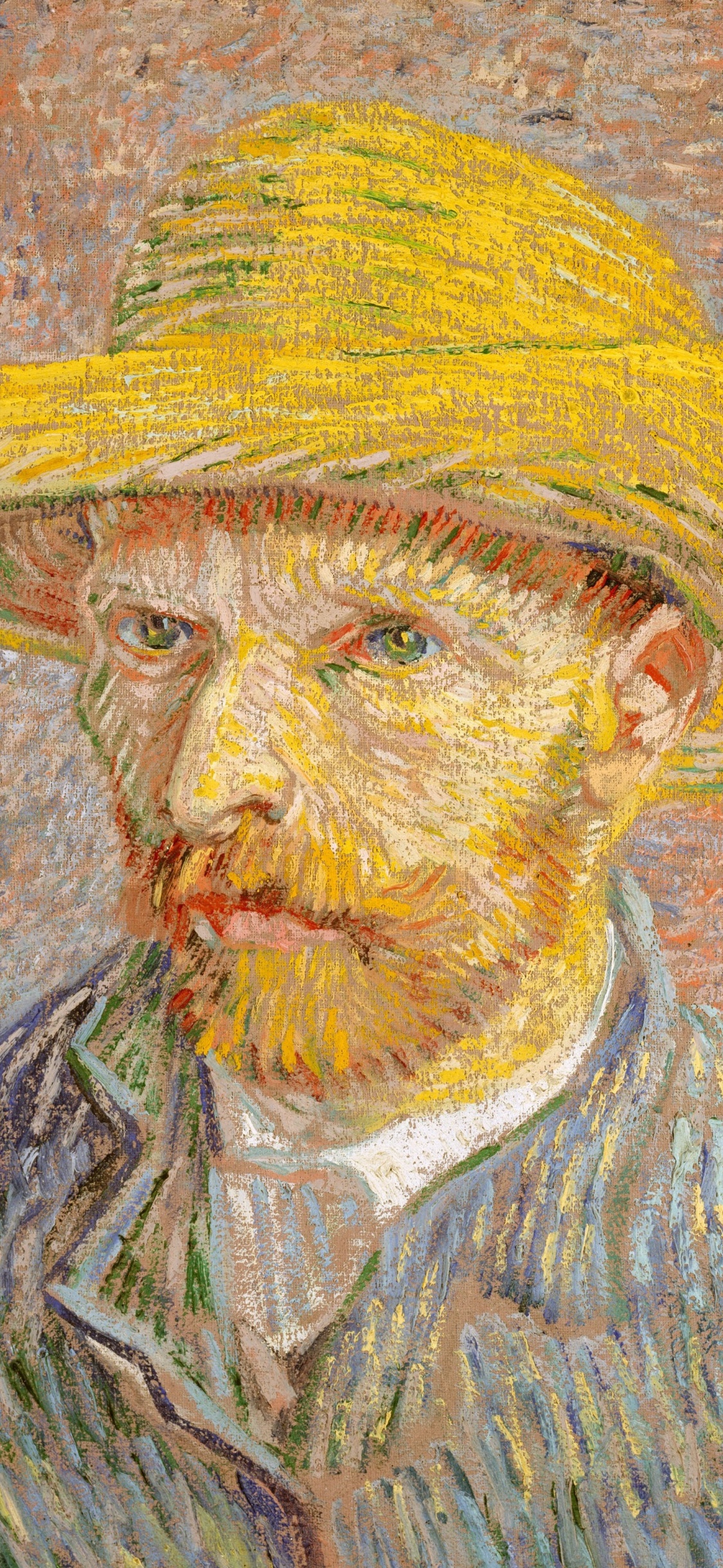 Man in Yellow Hat Painting. Wallpaper in 1125x2436 Resolution