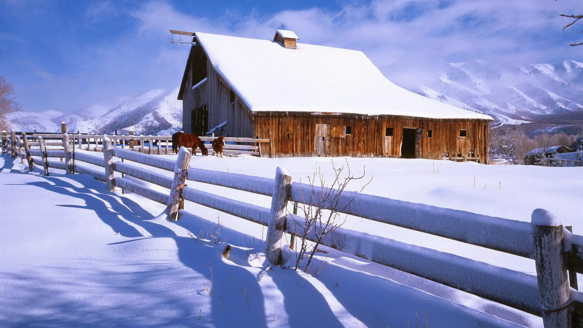 Brown Wooden House on Snow Covered Ground During Daytime. Wallpaper in 1920x1080 Resolution