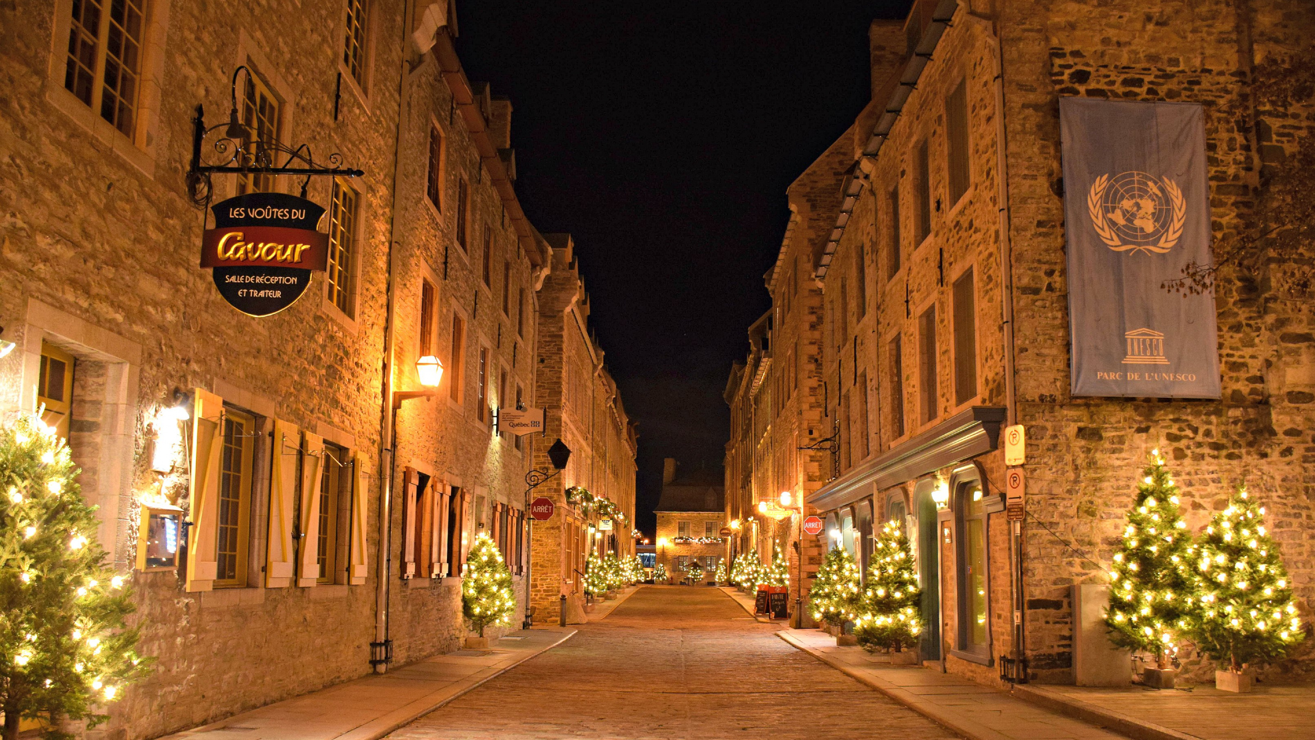 魁北克的城市, 圣诞节那天, 蒙特利尔, 街, 巷子里 壁纸 2560x1440 允许
