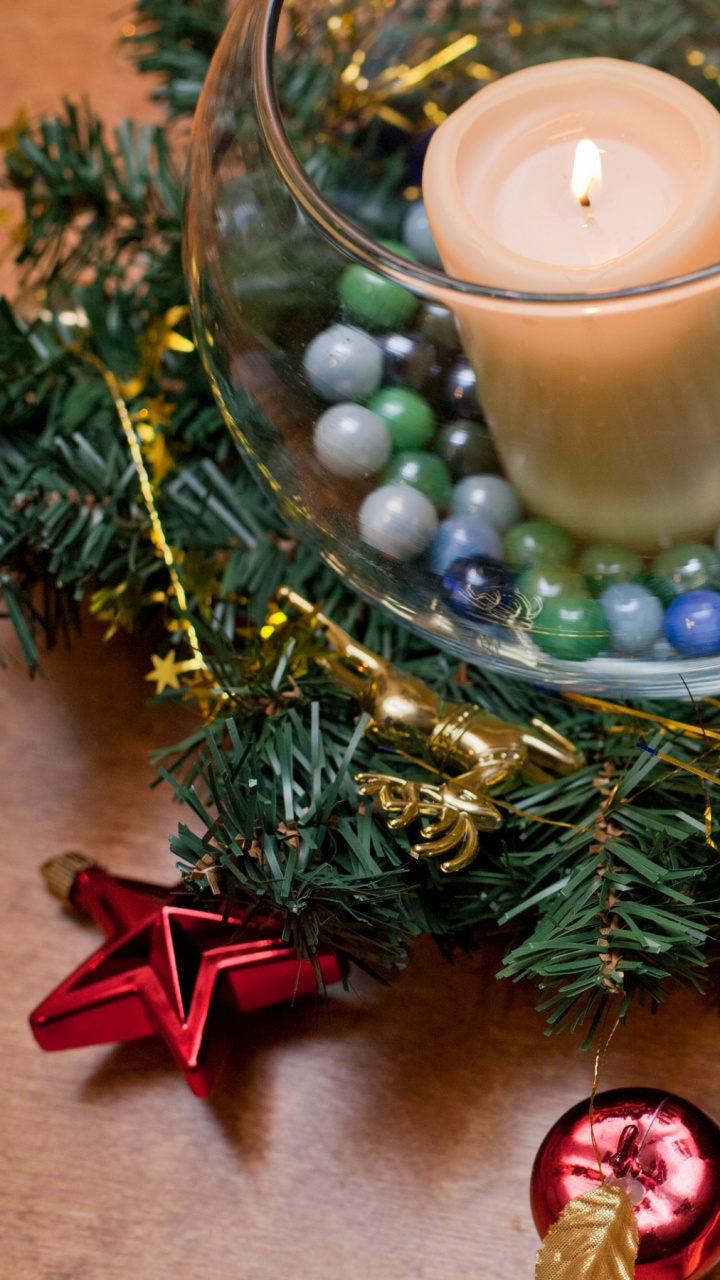 New Year, Christmas Decoration, Christmas, Candle, Gift. Wallpaper in 720x1280 Resolution