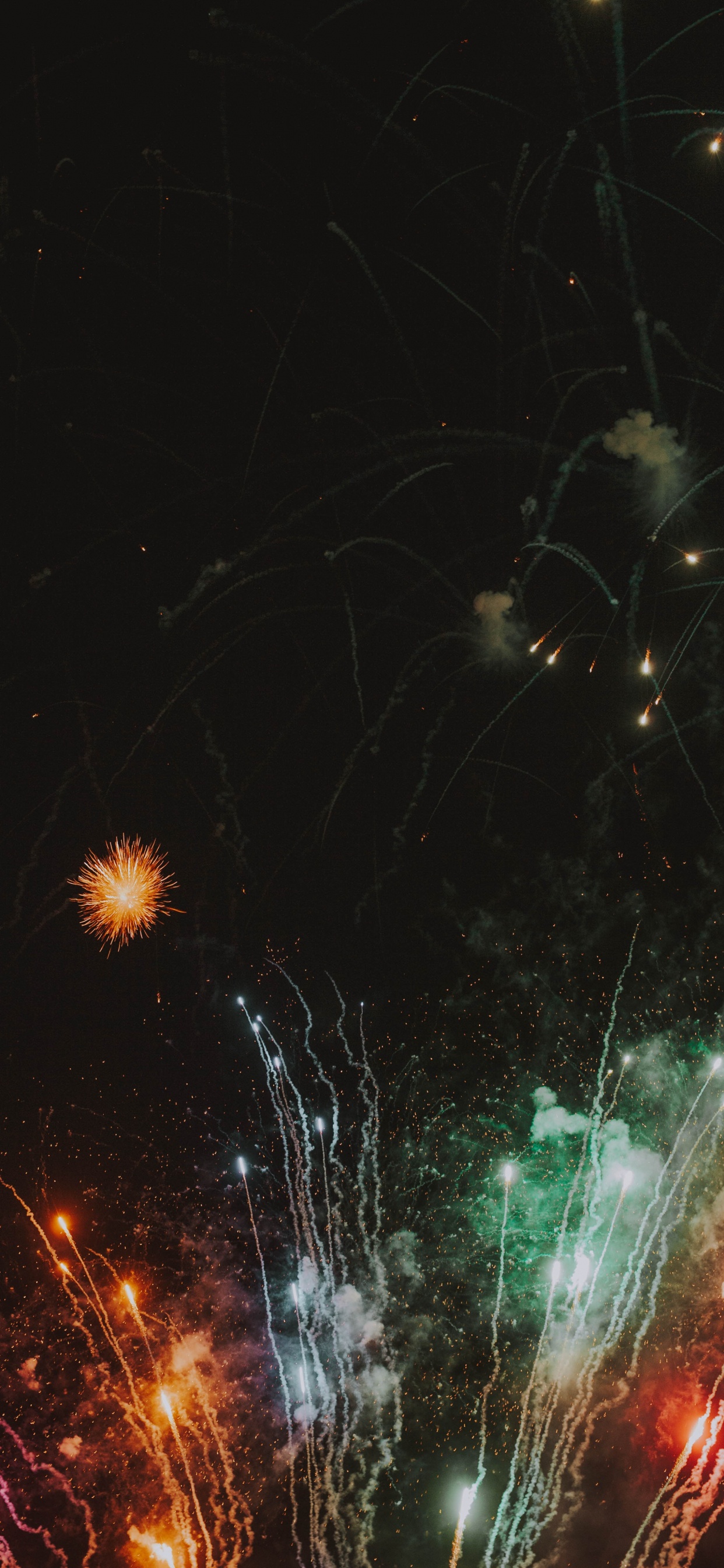 Fireworks, Night, New Years Day, Event, Midnight. Wallpaper in 1242x2688 Resolution