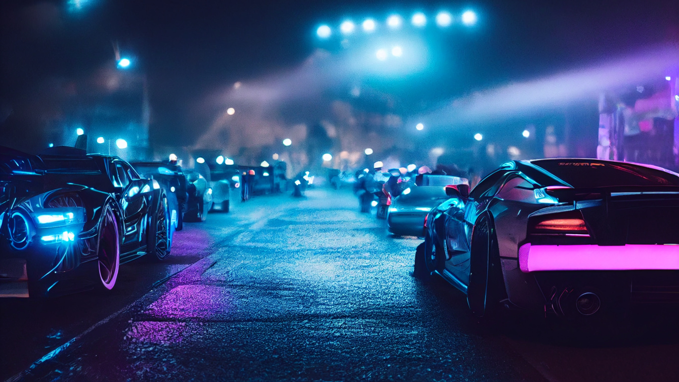 Night, Cars, A-segment, Luxury Car, Supercar. Wallpaper in 1366x768 Resolution