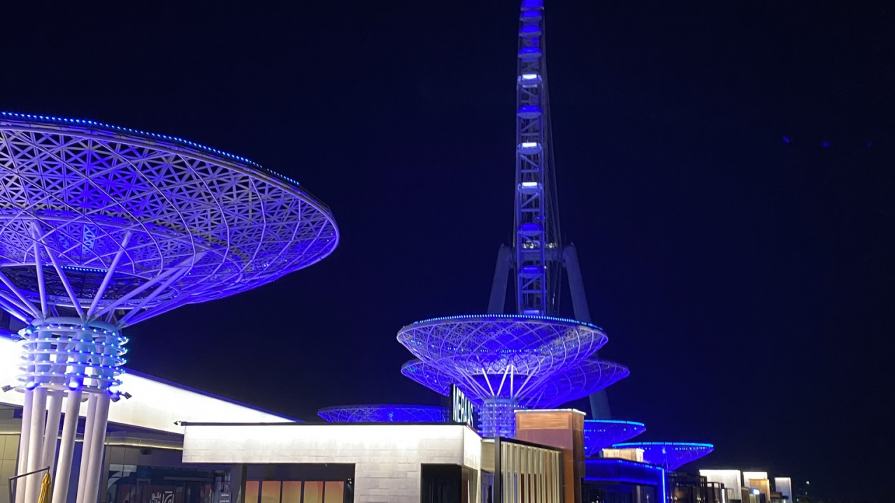 Dubai, Wahrzeichen, Majorelle-blau, Nacht, Tower. Wallpaper in 1280x720 Resolution