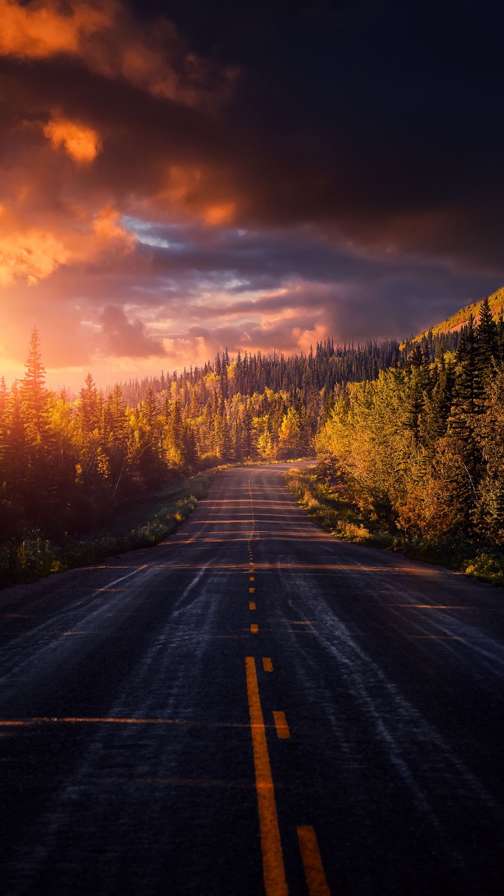 Cloud, Afterglow, Fahrbahn, Naturlandschaft, Asphalt. Wallpaper in 720x1280 Resolution